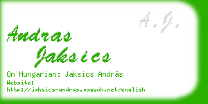 andras jaksics business card